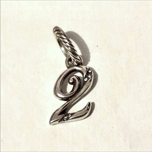 🆕 Brighton Number Two #2 silver charm with crystals Retired style NWOT - Picture 1 of 4